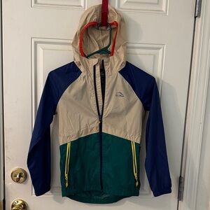 L.L. Bean Kids' Colorblock Rain Jacket - Navy, Beige & Green